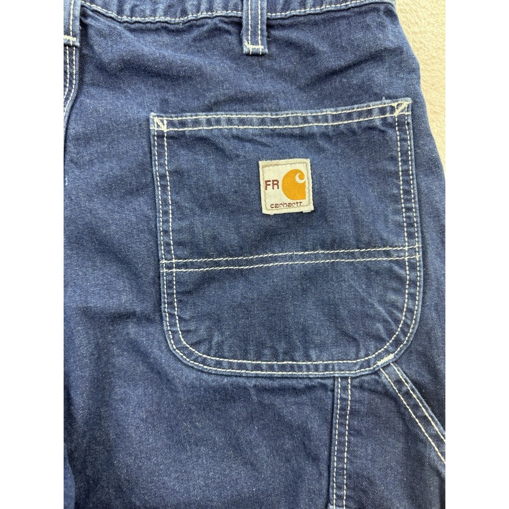 Carhartt FR Carpenter Jeans Men 34x30 Blue Med Wash Relaxed Straight Work Denim - Picture 2 of 9